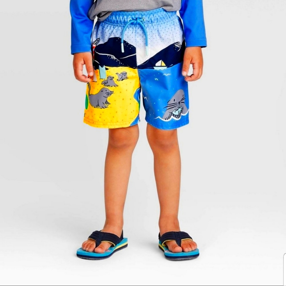 Cat & Jack Beach Print Swim Trunks